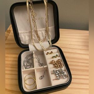 MOVING 5/17! Black Travel Jewelry Box with Earrings and Necklaces Included
